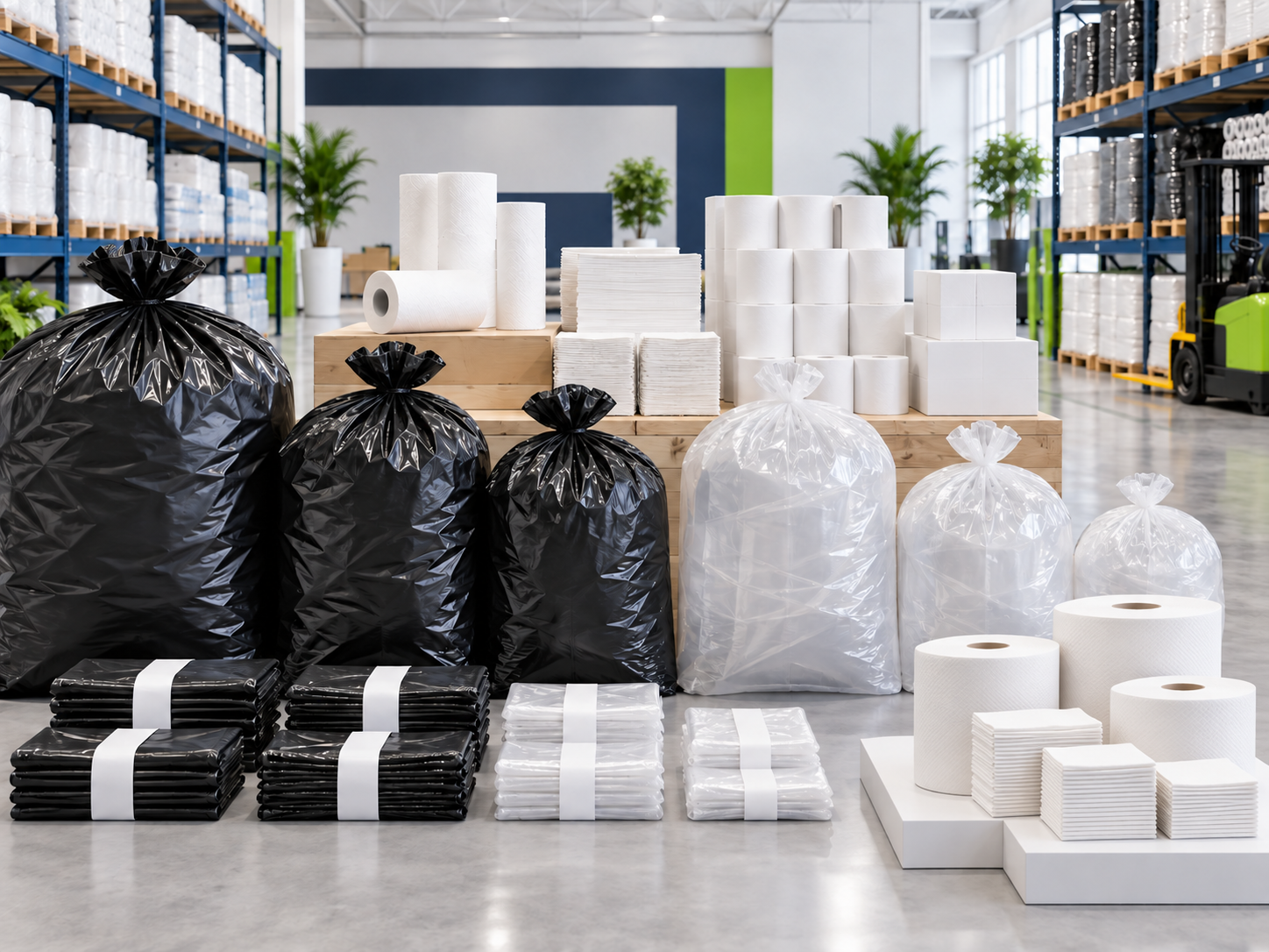 Bolsas, papel higiénico, servilletas y toallas industriales